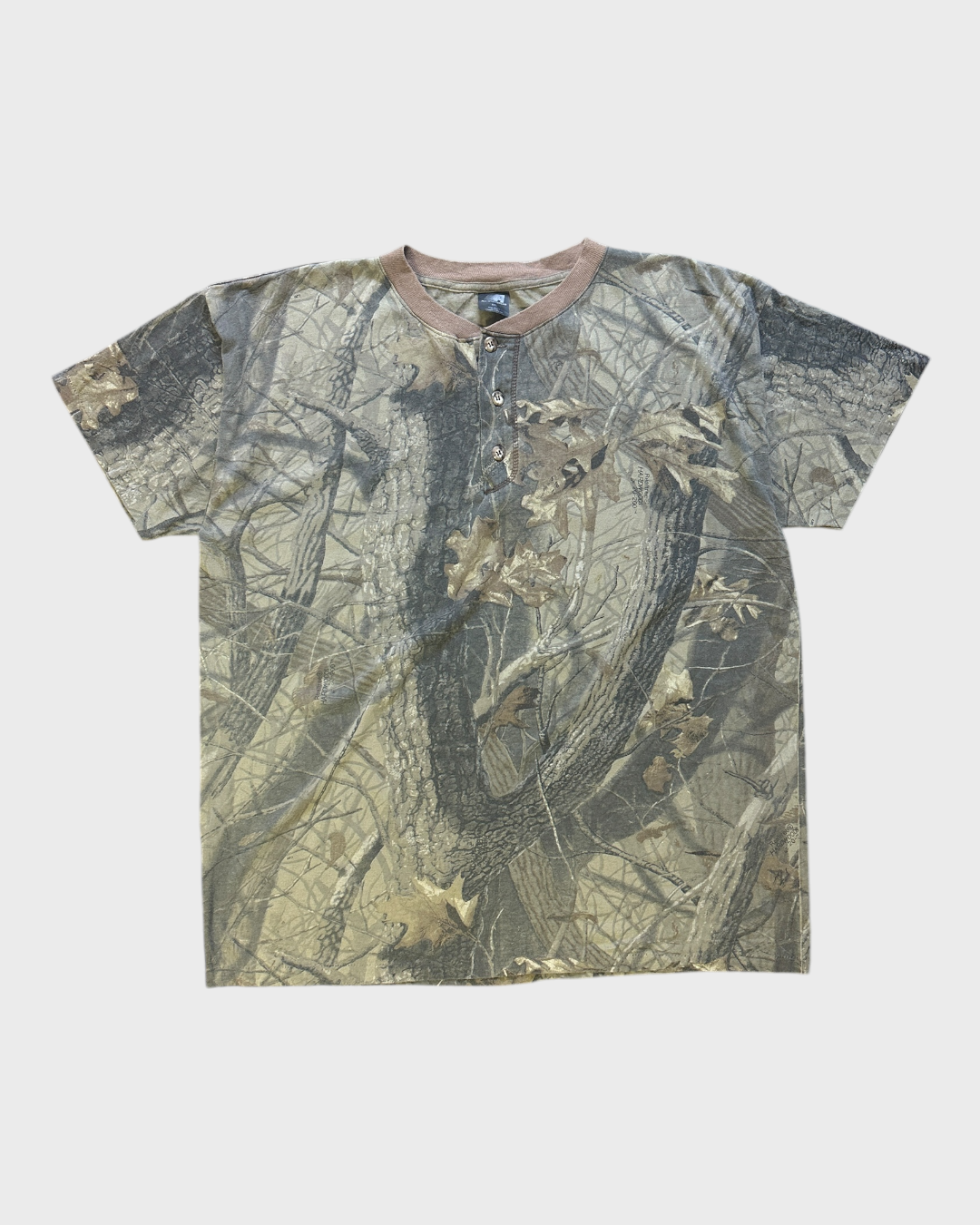 90s realtree camo Henley tee - XL